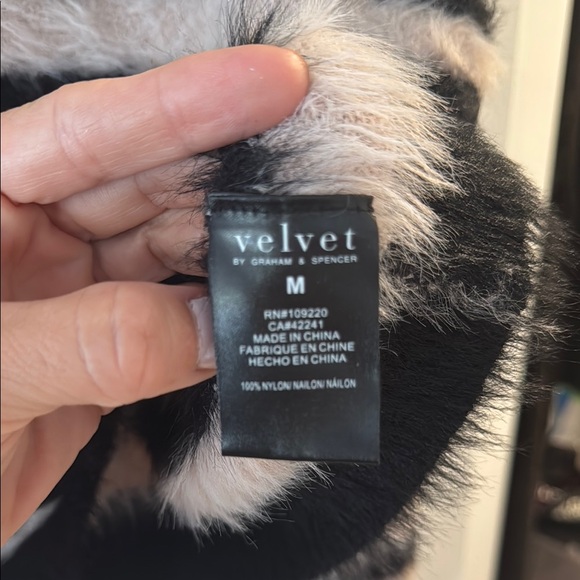 Velvet by Graham & Spencer Fuzzy Black and Cream Striped Sweater - Picture 5 of 8